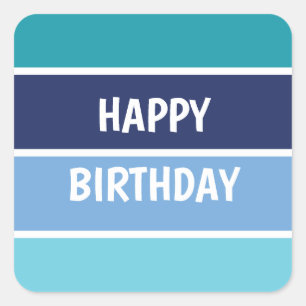 Sticker Carré Blue Stripes Joyeux Anniversaire
