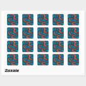 Sticker Carré Blue Tentacles (Feuille)
