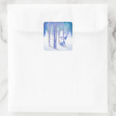 Sticker Carré Blue Winter Forêt de neige Fox animal (Sac)