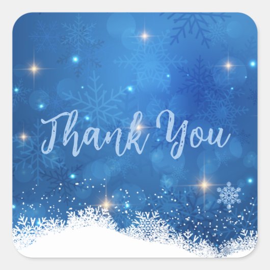 Sticker Carré Blue Winter Wonderland Envelope Seals | Snowflakes (Devant)