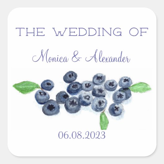 Sticker Carré Blueberries Fruits de bleuets Fruits de mariage (Devant)