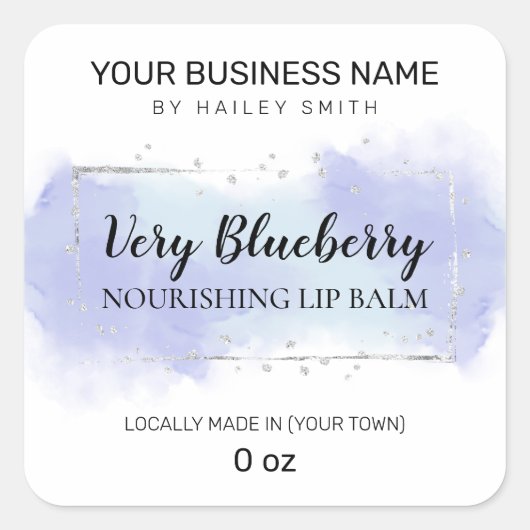 Sticker Carré Blueberry Flavy Blue Et Silver Lip Balm (Devant)