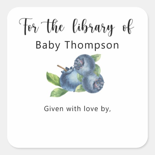 Sticker Carré Blueberry - pour la bibliothèque de (Devant)