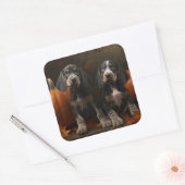 Sticker Carré Bluetick Coonhound Chiot Automne Citrouille de pla (Enveloppe)