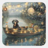 Sticker Carré Bluetick Coonhound Noël Festive Voyage (Devant)
