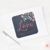 Sticker Carré Bluish Chalkboard Floral Love Mariage (Enveloppe)