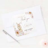 Sticker Carré Blush Boho Floral Bunny Baby shower Merci (Enveloppe)