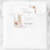 Sticker Carré Blush Boho Floral Bunny Baby shower Merci (Sac)