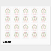 Sticker Carré Blush Floral Baptism Adresse de retour (Feuille)