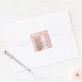 Sticker Carré Blush Glitter Drips Rose Gold Ombre Drop Shadow (Enveloppe)