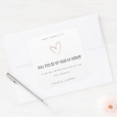 Sticker Carré Blush Love Heart Serez-vous ma servante d'honneur  (Enveloppe)