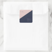 Sticker Carré Blush Navy Mariage moderne (Sac)