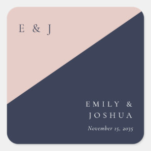 Sticker Carré Blush Navy Mariage moderne
