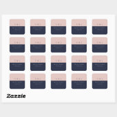 Sticker Carré Blush Navy Mariage moderne (Feuille)