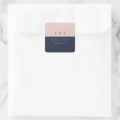 Sticker Carré Blush Navy Mariage moderne (Sac)
