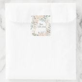 Sticker Carré Blush Peony & Eucalyptus Botanical Floral Wedding  (Sac)