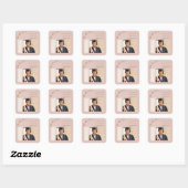 Sticker Carré Blush pink photo She did it Graduation Party (Feuille)