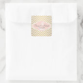 Sticker Carré Blush Preppy Chevron Stripe Ancre marine moderne (Sac)