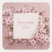 Sticker Carré Blush Sakura Cherry Blossom Mariage (Devant)