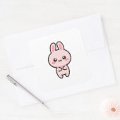 Sticker Carré Blushing Bunny – Cute Kawaii Illustration (Enveloppe)