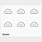 Sticker Carré Blushing Cloud – Cute Kawaii Illustration (Feuille)