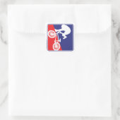 Sticker Carré BMX Biker Rouge Blanc et Bleu (Sac)