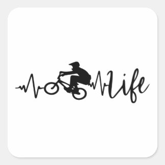 Sticker Carré BMX Vélo Rider Vie Heartbeat