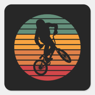 Sticker Carré BMX Vintage Freestyle Sport Cyclisme Amusant Vélo