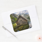 Sticker Carré Boathouse dans le lac Obersee dans les Alpes en Al (Enveloppe)