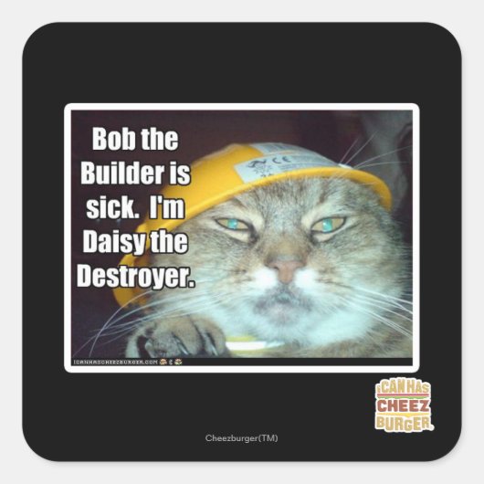 Sticker Carré Bob le Builder est malade (Devant)