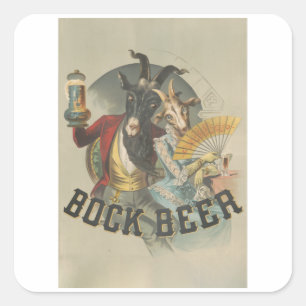 Sticker Carré Bock Beer - Dancing Bock - Bière Vintage