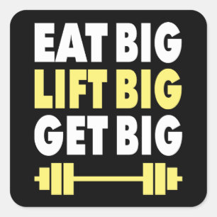 Sticker Carré Bodybuilding - Mange Gros, Ascenseur Gros, Gros