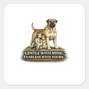Sticker Carré Boerboel – Doux avec les miens, intrépide avec les