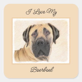 Sticker Carré Boerboel Peinture - Cute Original Chien Art