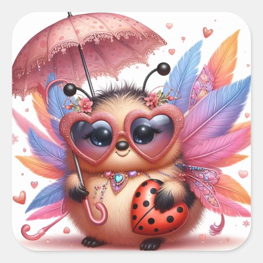 Sticker Carré Bogue mignonne (Devant)