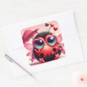 Sticker Carré Bogue mignonne avec parapluie (Enveloppe)