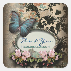 Sticker Carré Bohême Botanique papillon Paris nuptiale