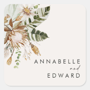 Sticker Carré bohemian botanical modern elegant foliage