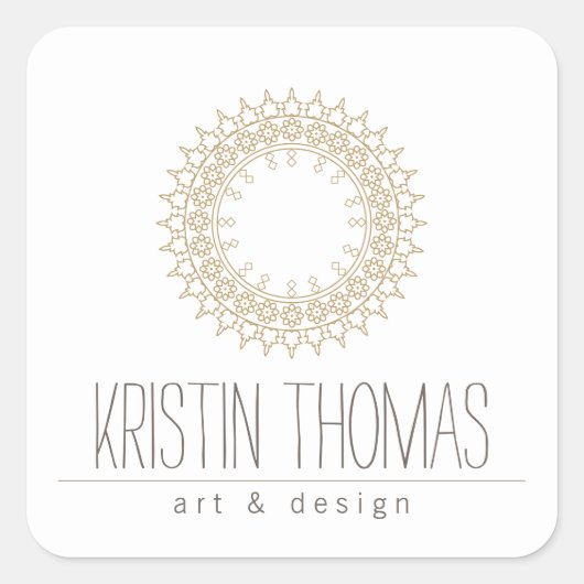 Sticker Carré Bohemian Gold Sun Mandala (Devant)