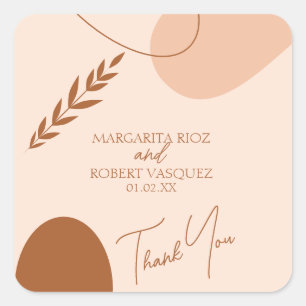 Sticker Carré Bohemian Tan Brown Mariage Couples Merci