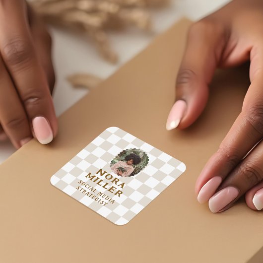 Sticker Carré Boho À damiers photo Motif