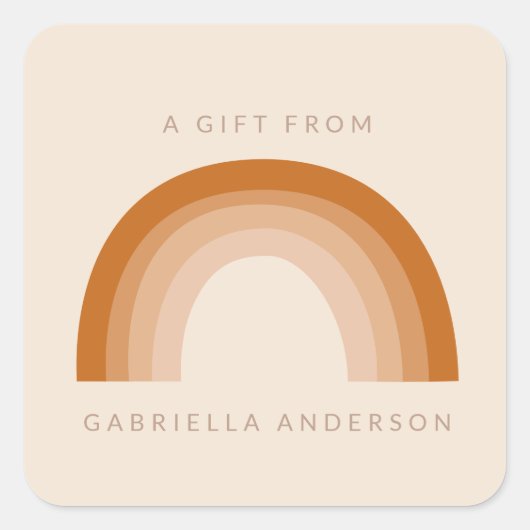 Sticker Carré Boho Abstrait les années 70 Rainbow Terracotta Per (Devant)