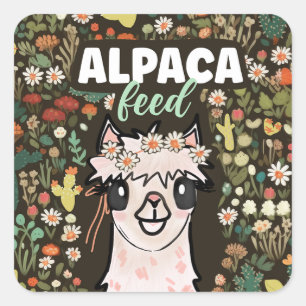 Sticker Carré Boho Alpaca Food Fiesta Deuxième Anniversaire 