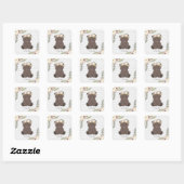 Sticker Carré Boho Bear Grey Baby shower en bois (Feuille)