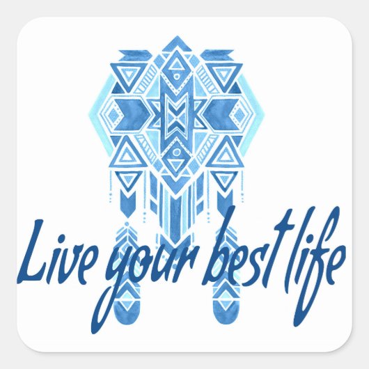 Sticker Carré Boho Best Life Watercolor (Devant)