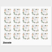 Sticker Carré Boho Blooms Moderne Floral Mariage Monogramme (Feuille)