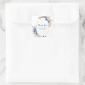 Sticker Carré Boho Blue Pampas Grass Baby Shower (Sac)