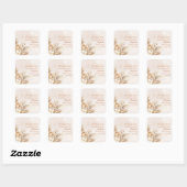 Sticker Carré Boho Blush Baby shower Floral Merci (Feuille)