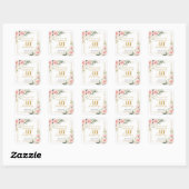 Sticker Carré Boho Blush rose floral eucalyptus 40e anniversaire (Feuille)