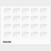 Sticker Carré Boho Botanique Rustique Mariage en Coral et Grey (Feuille)